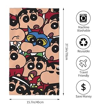 クレヨンしんちゃん タオル 5枚セット 40x80cm 韓国 クレヨンしんちゃん タオル 吹奏楽部 メール便なら2枚まで1通